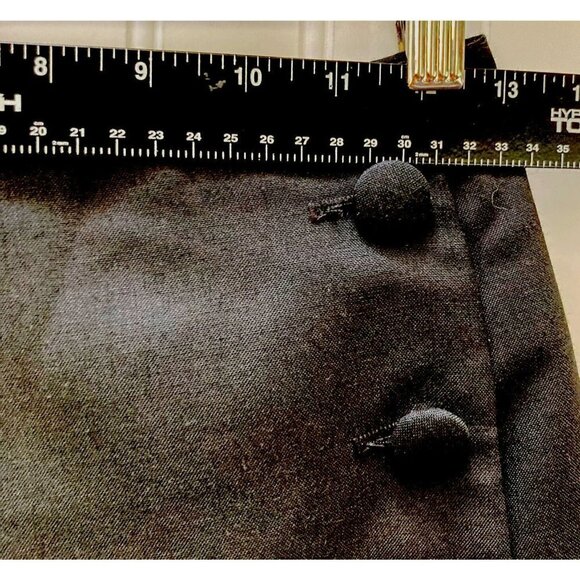 David Benjamin Wool Blend Off Center Button Close Lined Straight Black Skirt-4 - Picture 9 of 11